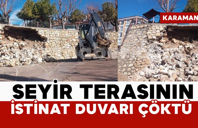 Ermenek'te seyir terasının istinat duvarı göçtü