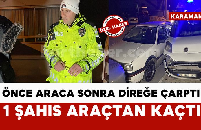 Hafif ticari araç önce otomobile sonra direğe çarptı: 1 yaralı