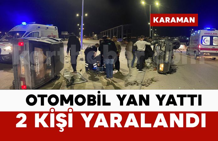 Kontrolden çıkan otomobil yan yattı: 2 yaralı