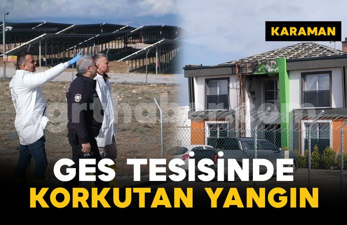 Güneş enerji santralindeki idari binanın çatısında yangın