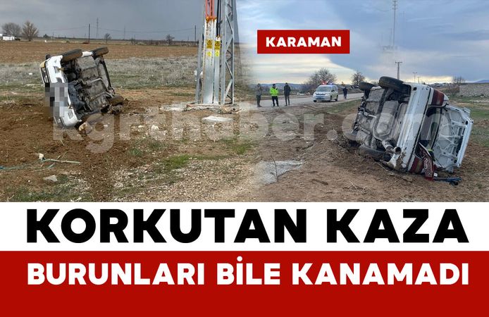 Kontrolden çıkan otomobil şarampole devrildi: 5 kişi yara almadan kurtuldu