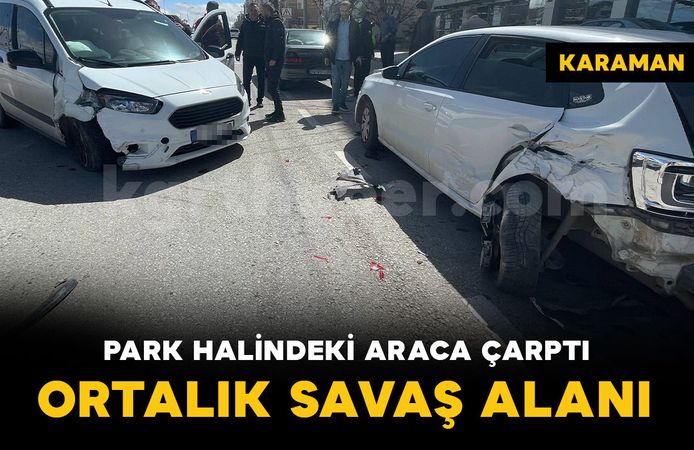 Hafif ticari araç park halindeki otomobile çarptı: 1 yaralı