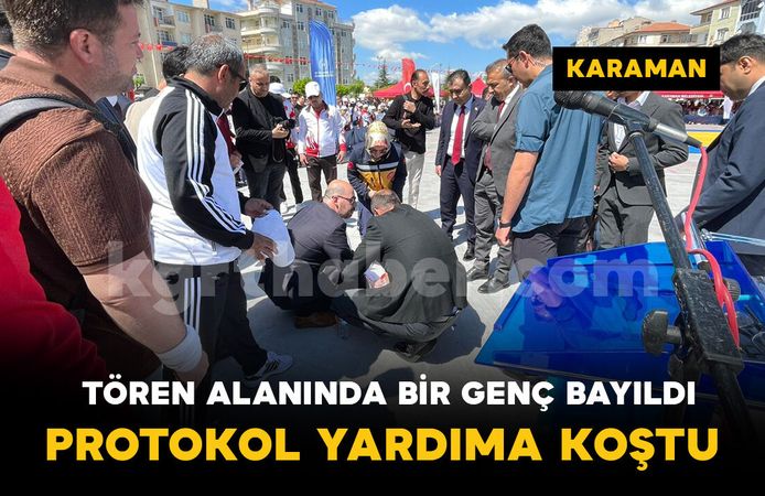 Karaman’da 19 Mayıs kutlamalarında bayılan gencin yardımına protokol koştu