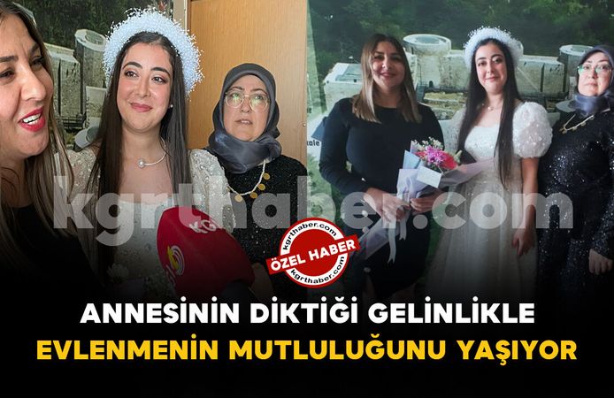 Annesinin diktiği gelinlikle evlenecek: Halk eğitim kursiyerinden kızına özel tasarım