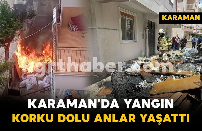Apartman bahçesindeki eşyalar alevlere teslim oldu