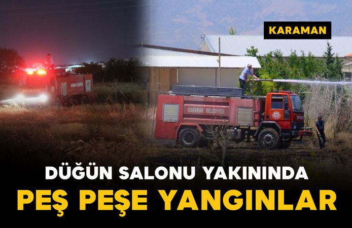 Düğün salonu yakınındaki otluk alanda peş peşe yangın