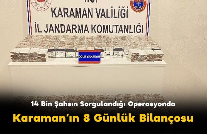 Jandarma Karaman’da Haftalık Karneyi Açıkladı