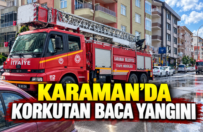 Karaman’da apartmanın baca kısmında yangın çıktı