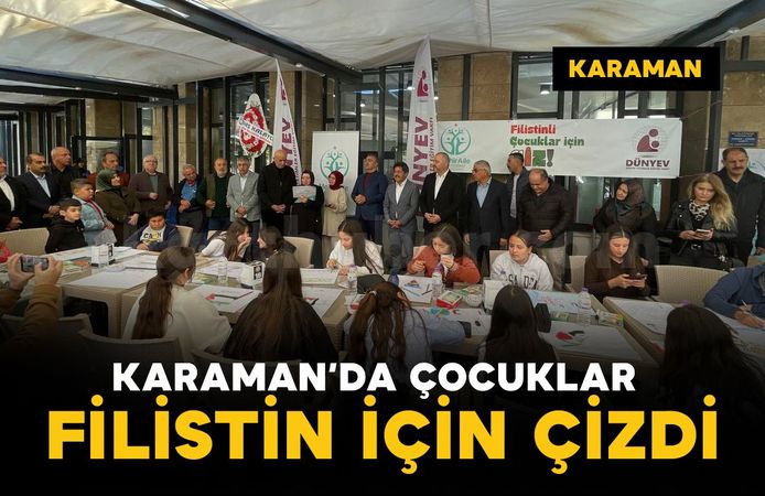 Karaman’da çocuklar Filistin için çizdi