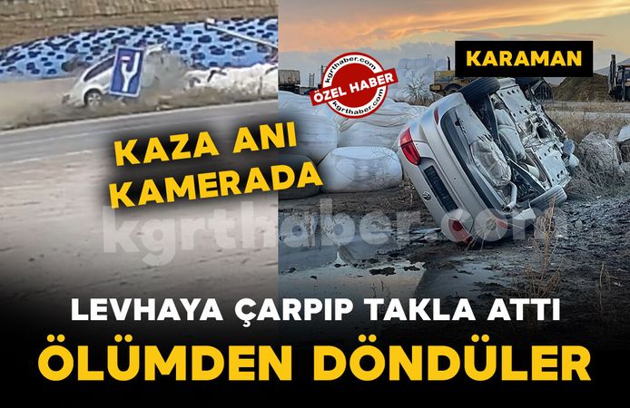Karaman'da kontrolden çıkan otomobilin takla attığı kaza kamerada: 1 yaralı