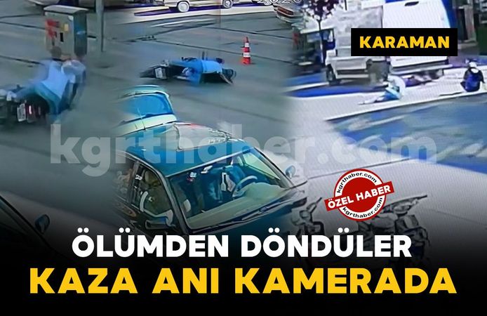 Karaman’da motosikletin minibüsün altına girdiği kaza kamerada: 1 yaralı