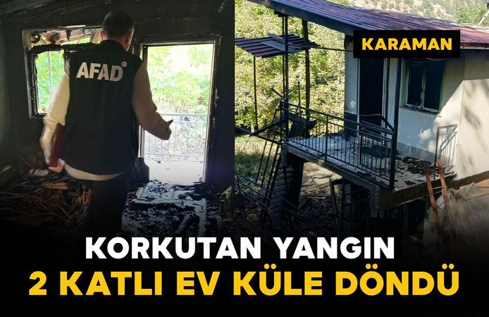 Sarıveliler'de yangında ev kullanılamaz hale geldi