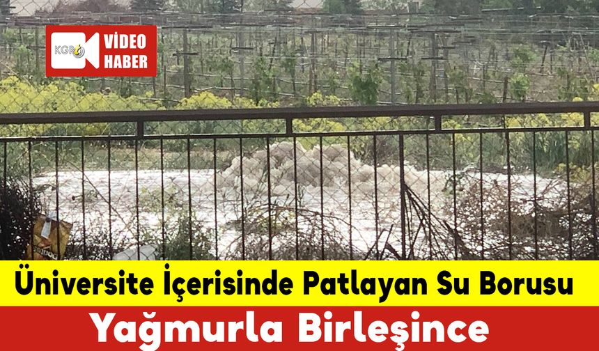 Karaman'da Patlayan Su Borusu, Yağmurla Birleşince  Caddeyi Su Bastı!