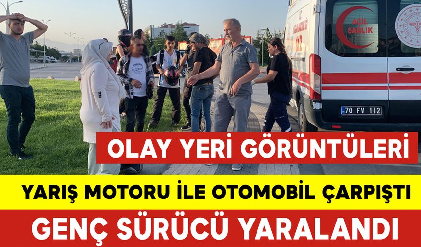 Yarış Motosikleti ile Otomobil Çarpıştı: 1 Yaralı