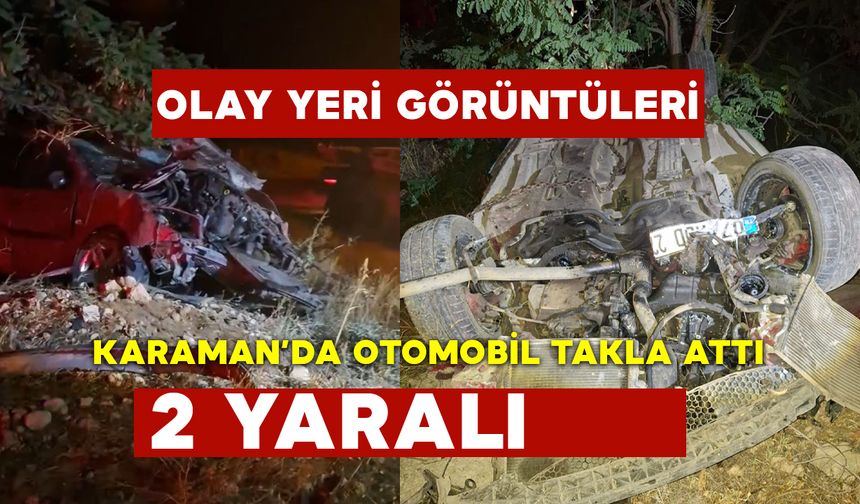 Karaman’da Kontrolden Çıkan Otomobil Takla Attı OLAY YERİ GÖRÜNTÜLERİ