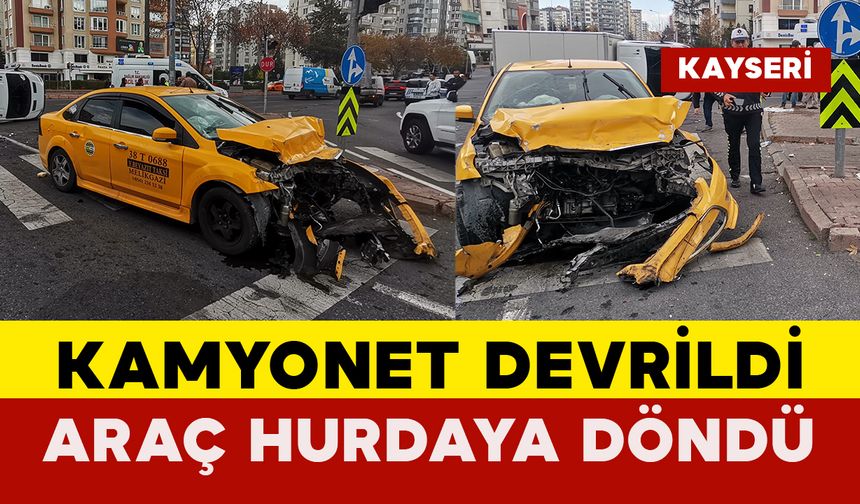 Ticari Taksi ile Kamyonet Çarpıştı: 6 Yaralı