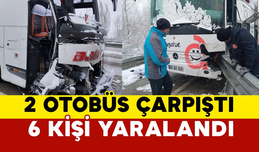 Sivas’ta İki Yolcu Otobüsü Çarpıştı: 6 Kişi Yaralandı