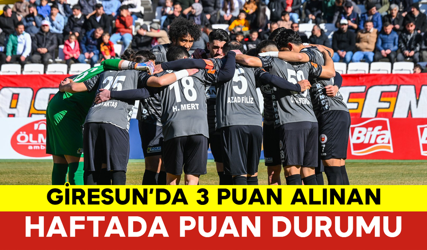 Giresun’da 3 Puan Alınan Haftada Puan Durumu