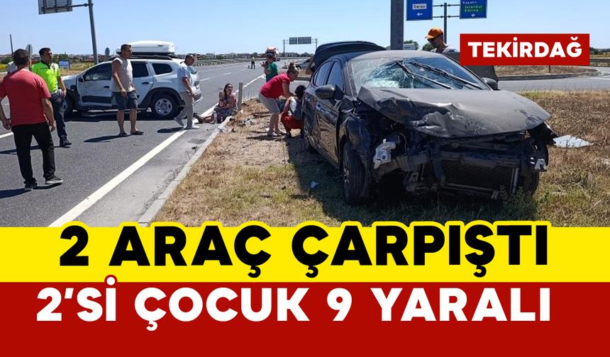 2 otomobil çarpıştı: 2'si çocuk 9 yaralı