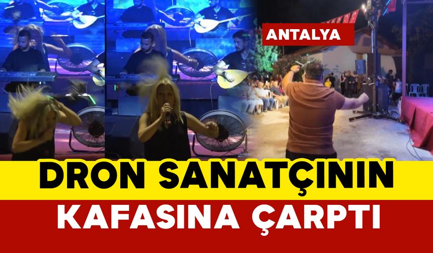 Dron sanatçının kafasına çarptı