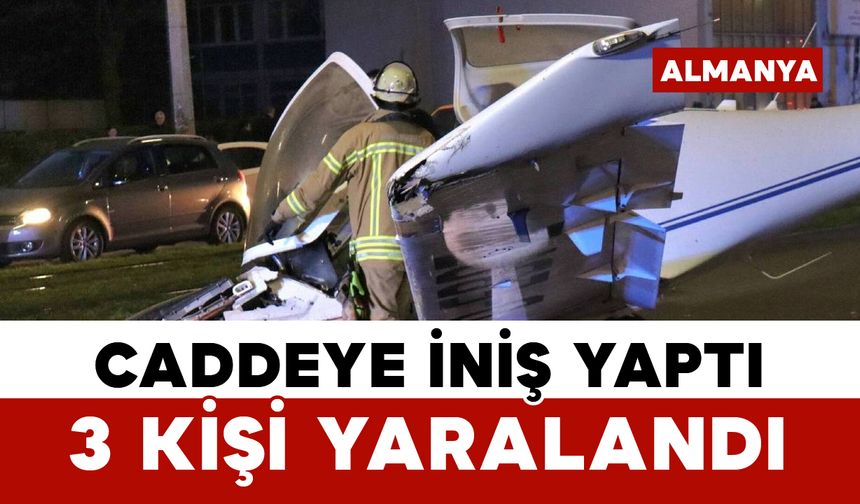 caddeye acil iniş yapan küçük uçak trafik levhasına çarptı: 3 yaralı