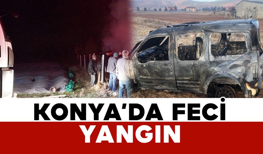 Konya'da feci yangın garajdaki araç ve ev yandı