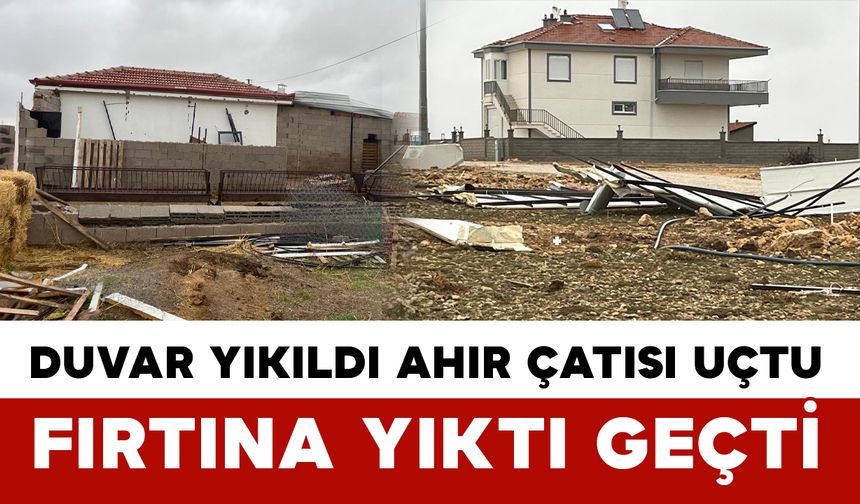 Tavşanlı Köyü’nde Fırtına Ahırın Çatısını Uçurdu