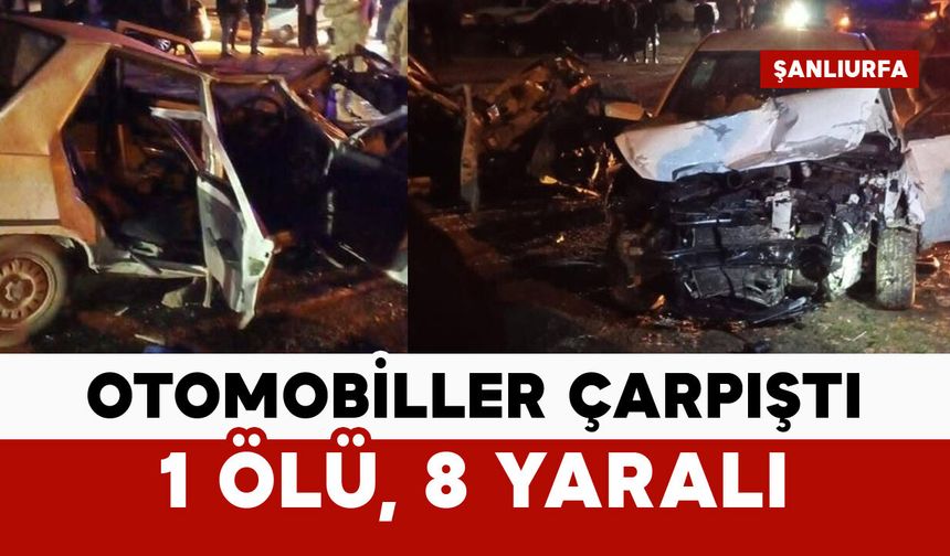 Otomobiller çarpıştı: 1 ölü, 8 yaralı
