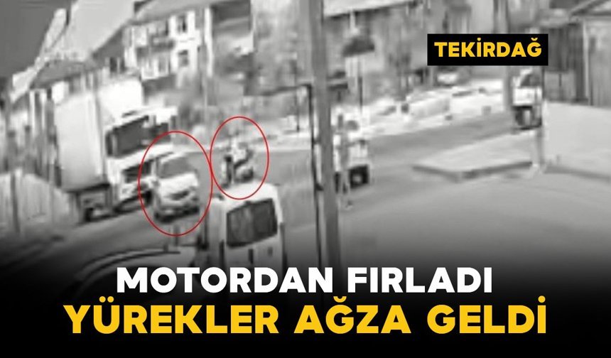 Motosikletten fırladı: yürekler ağza geldi