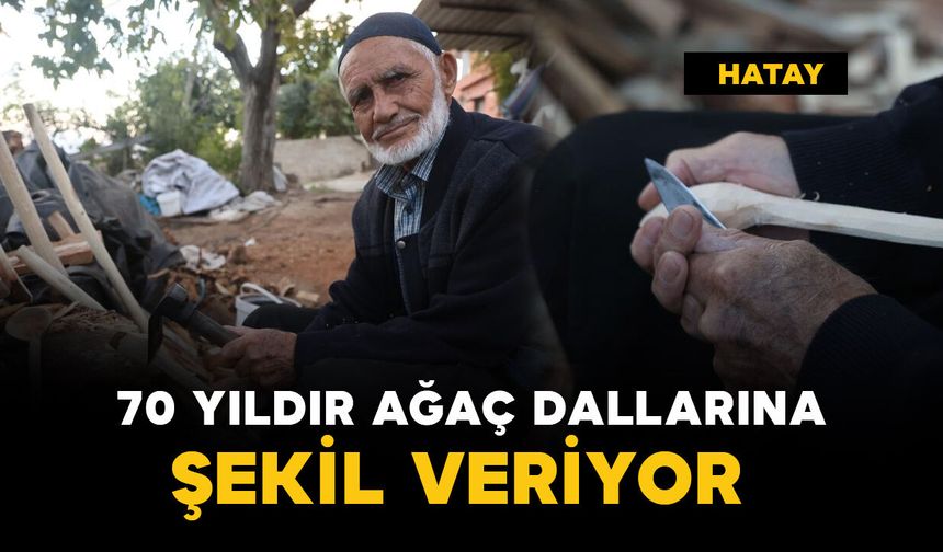 70 yıldır ağaç dallarını keser ve bıçakla kaşığa dönüştürüyor