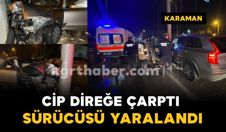 Kontrolden çıkan cip trafik levhasının direğine çarptı: 1 yaralı