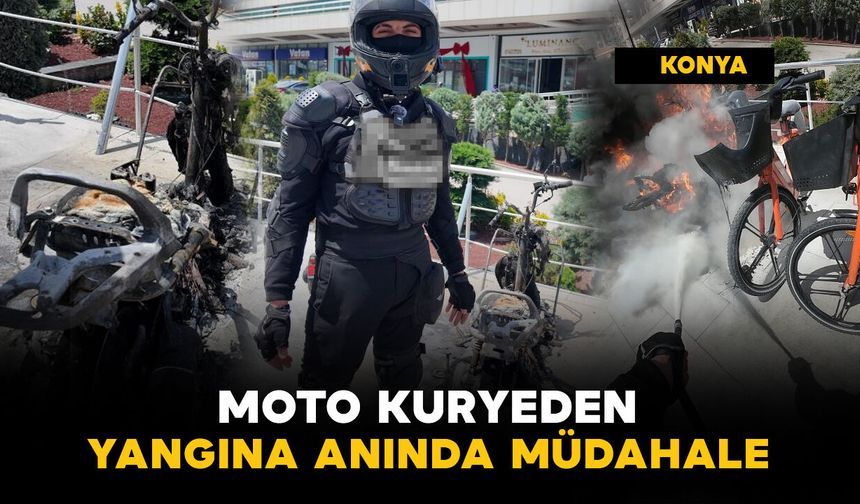 Motosikletli kuryeden yangına anında müdahale