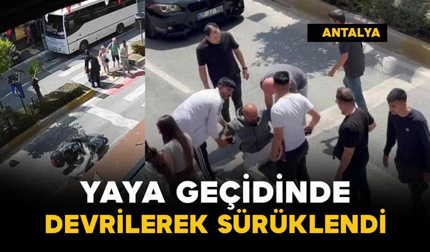 Yaya geçidinde devrildi ve sürüklendi