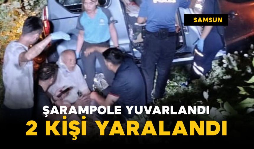 Hafif ticari araç şarampole yuvarlandı: 2 yaralı