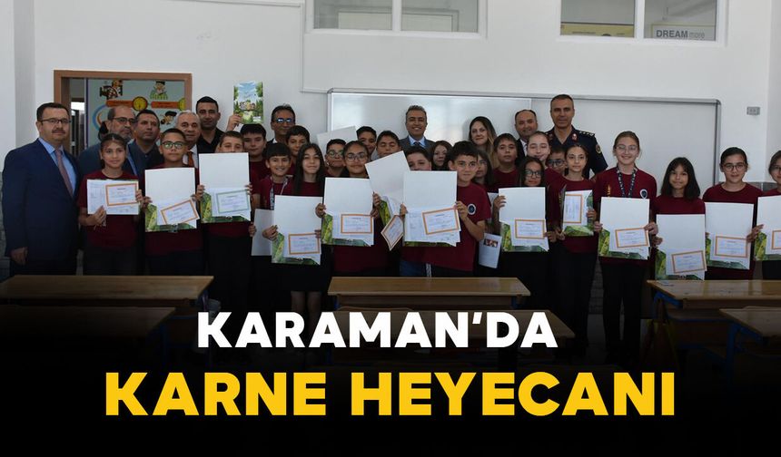 Karaman'da öğrencilerin karne sevinci