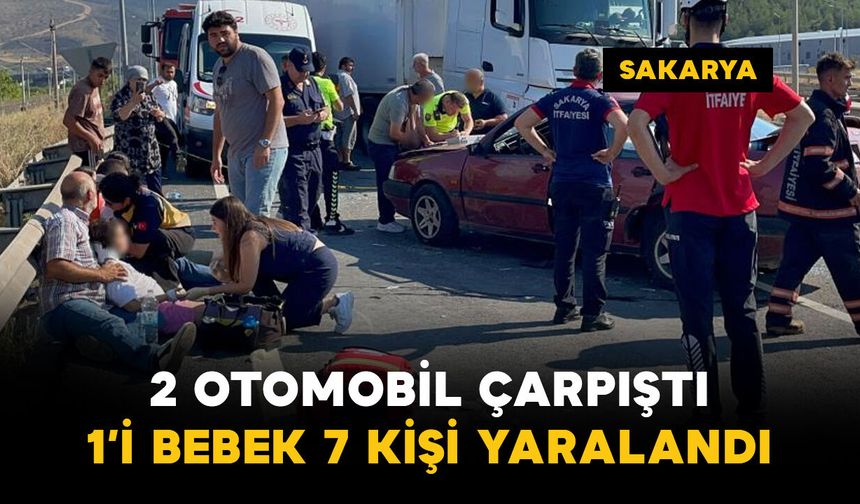 2 otomobil çarpıştı: 1 'i bebek 7 yaralı