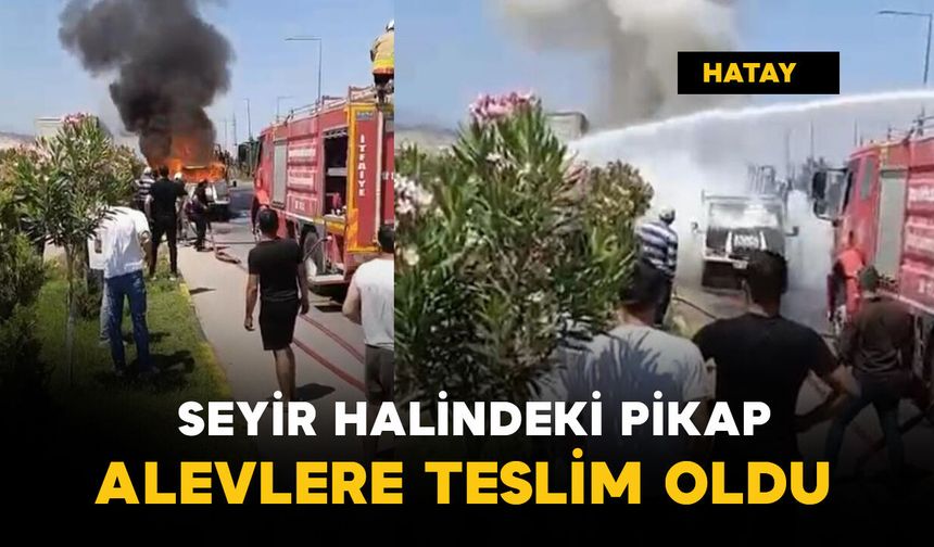 Pikap alevlere teslim oldu