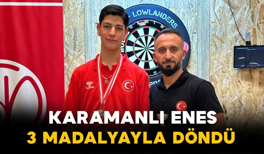 Karamanlı Enes 3 madalyayı 12’den vurdu