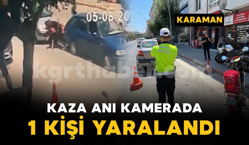 Otomobilin elektrikli bisiklete çarptığı kaza kamerada: 1 yaralı