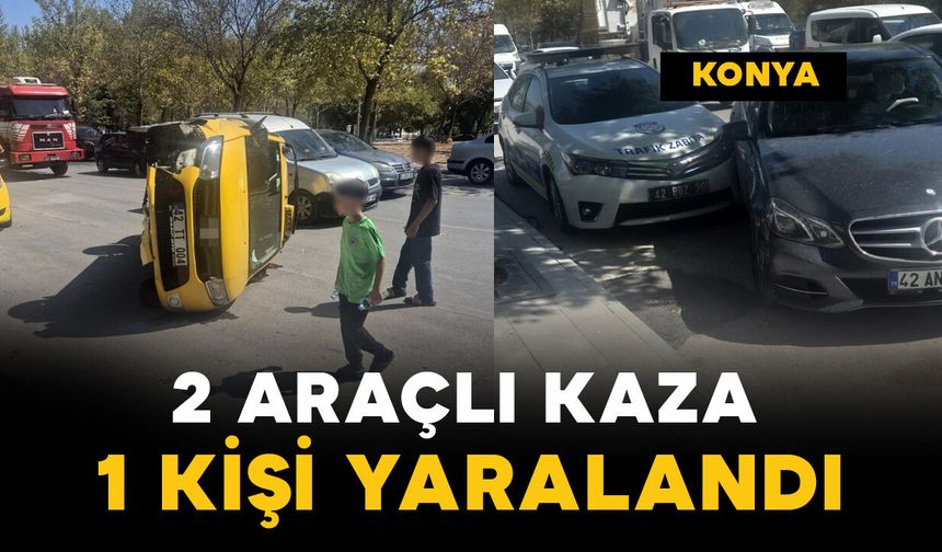 2 araçlı kazada taksi devrildi: 1 yaralı