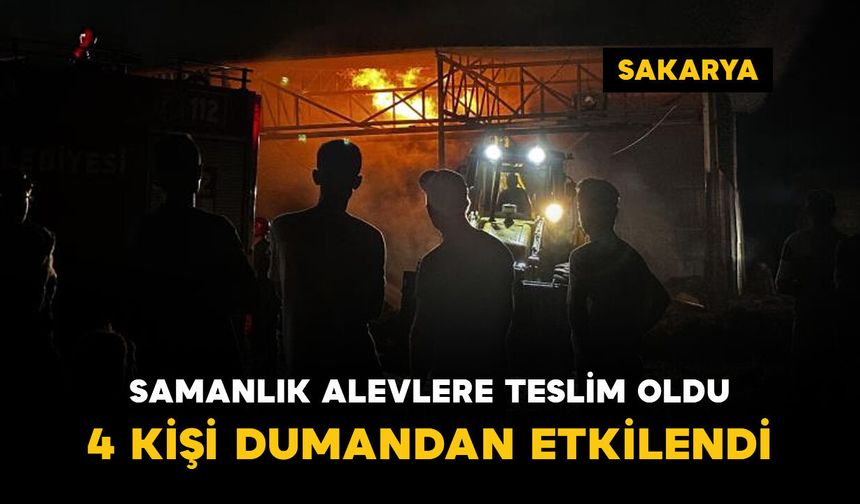 Samanlık alevlere teslim oldu: 4 kişi dumandan etkilendi