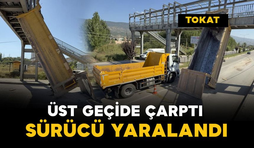 Üst geçide çarptı: Sürücü yaralandı