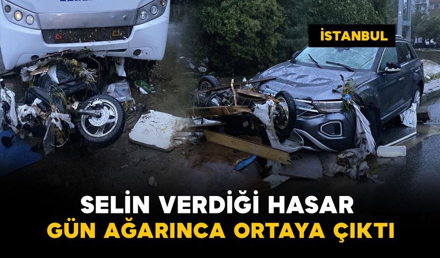 Ayazağa’da selin verdiği zarar gün ağarınca ortaya çıktı