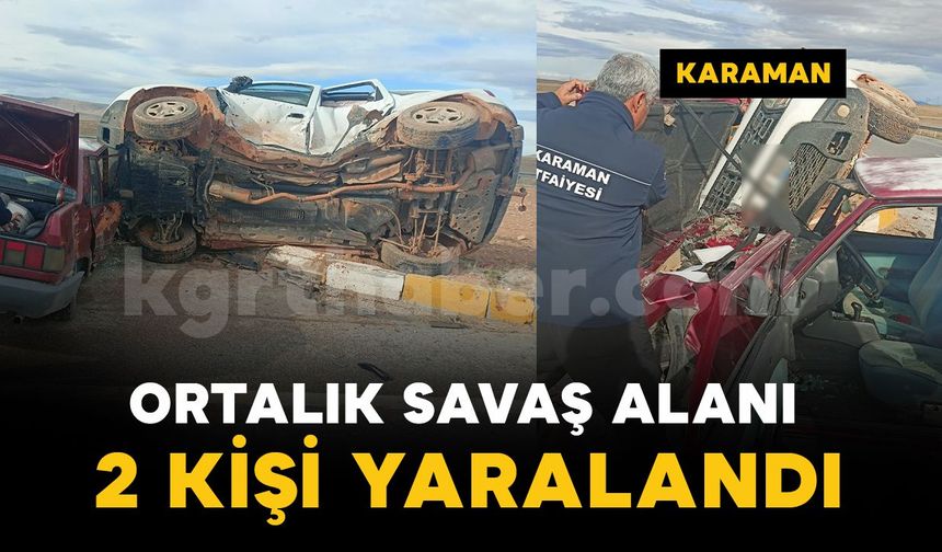Karaman-Ereğli yolunda iki araç çarpıştı: 1'i ağır 2 yaralı