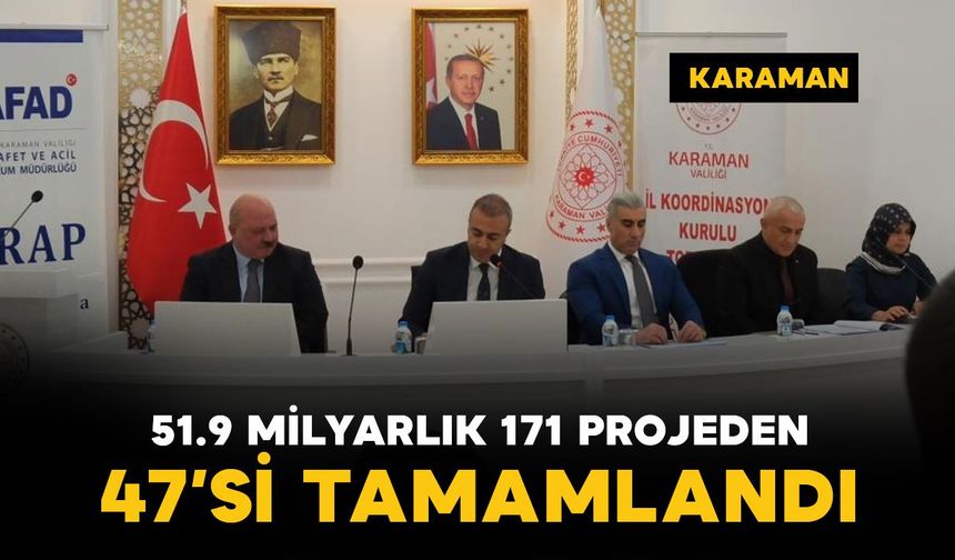 Karaman'da 51.9 milyarlık 171 projeden 47'si tamamlandı