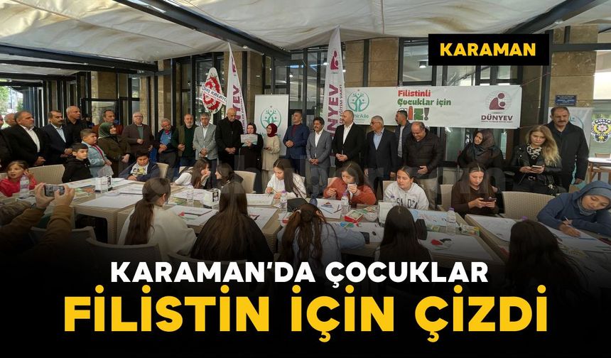 Karaman’da çocuklar Filistin için çizdi