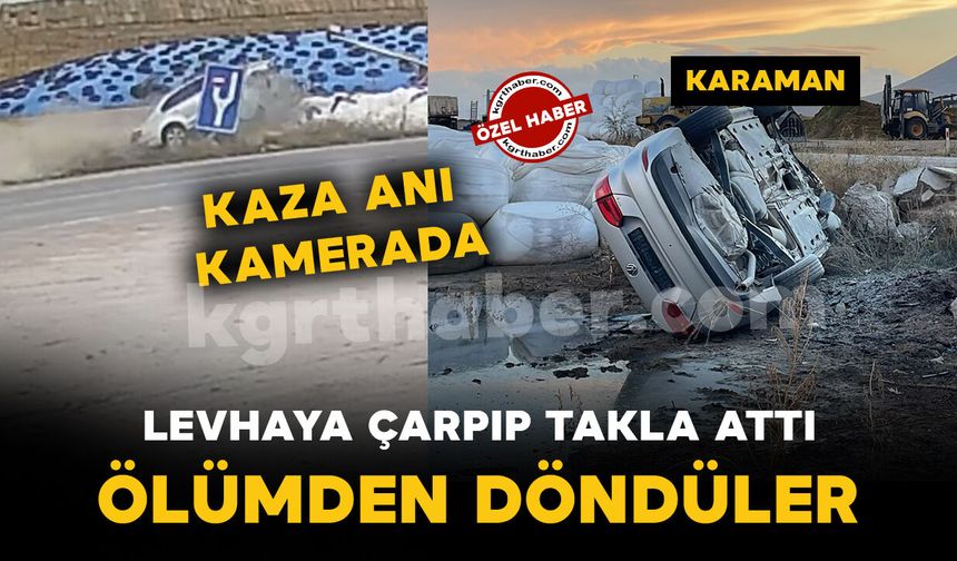 Karaman'da kontrolden çıkan otomobilin takla attığı kaza kamerada: 1 yaralı