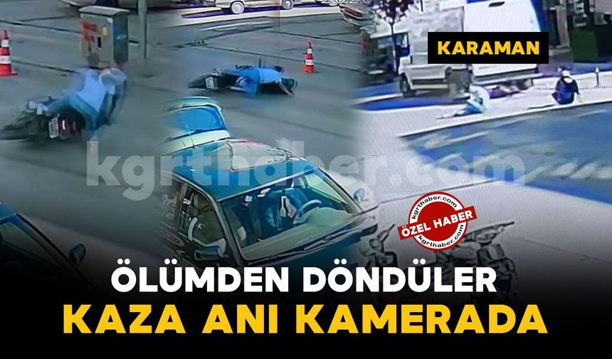 Karaman’da motosikletin minibüsün altına girdiği kaza kamerada: 1 yaralı