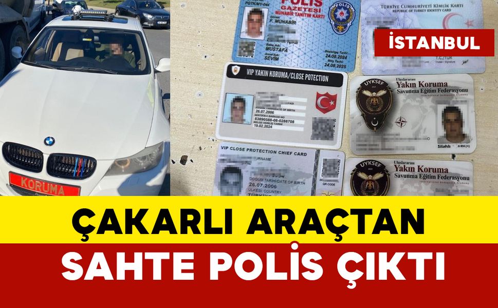 Çakarlı araçtan çıkan polis sahte çıktı