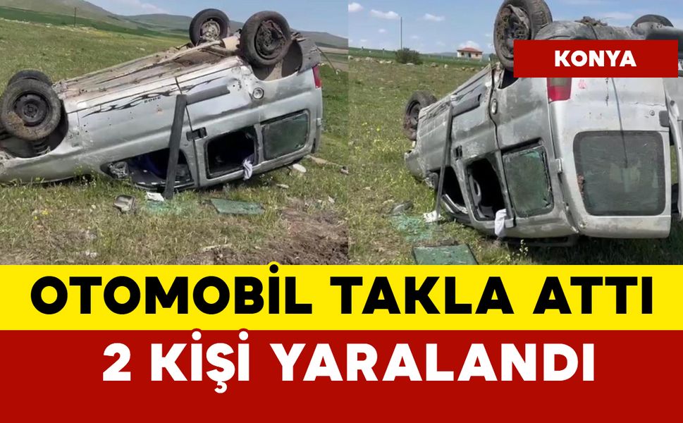 Takla atan otomobildeki 2 kişi yaralandı